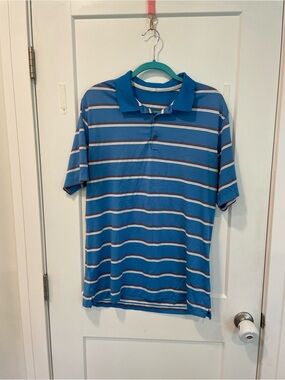 Nike Shirt Mens Large Golf Polo Blue White Striped